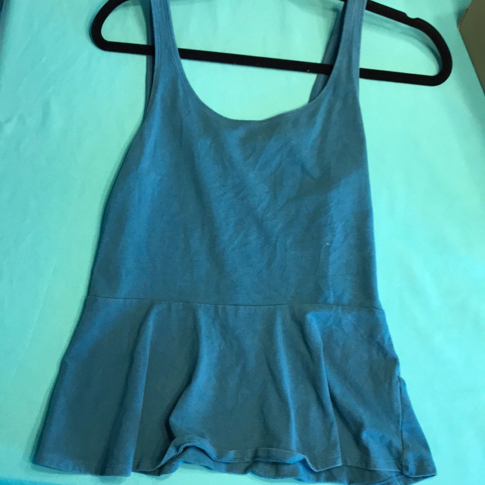 Blue peplum tank top